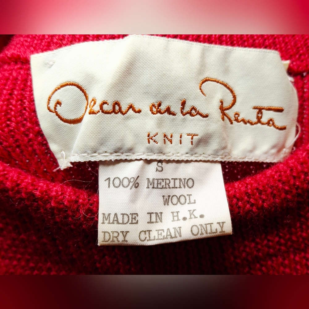 Vintage 80s Oscar de la Renta Merino Wool Knit Dress (S) - Picture 6 of 7